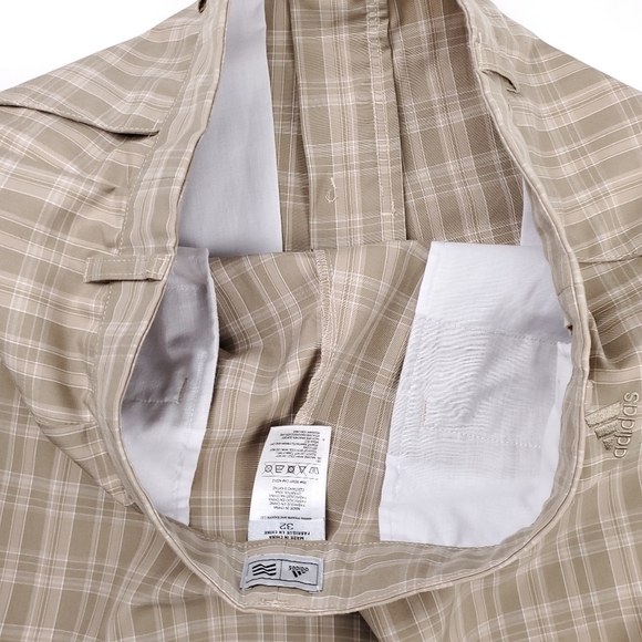New Adidas Tan Plaid Men's Golf Shorts w32 - Picture 9 of 11